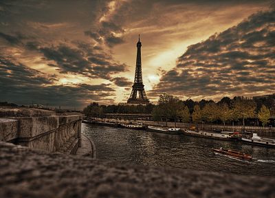 Eiffel Tower, Paris, sunset - related desktop wallpaper