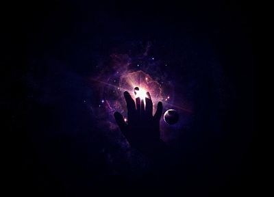 outer space, stars, planets, hands, wonder - desktop wallpaper