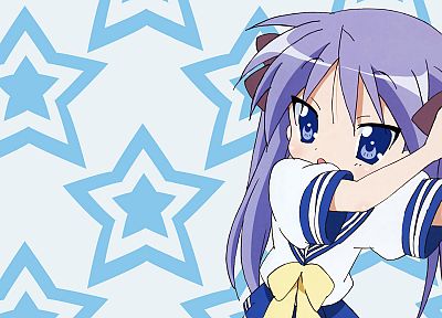 Lucky Star, school uniforms, Hiiragi Kagami, ribbons, anime, anime girls - related desktop wallpaper