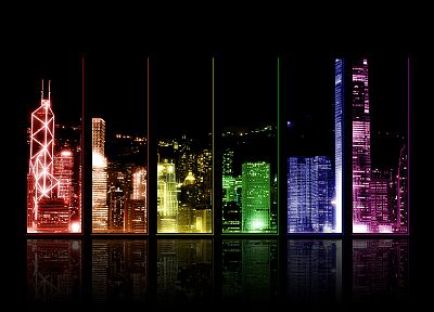 cityscapes, buildings, Hong Kong, rainbows, Rainbow City - random desktop wallpaper