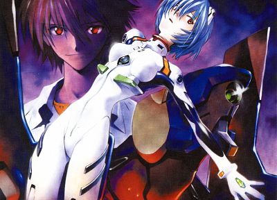 Ayanami Rei, Neon Genesis Evangelion, Kaworu Nagisa - duplicate desktop wallpaper