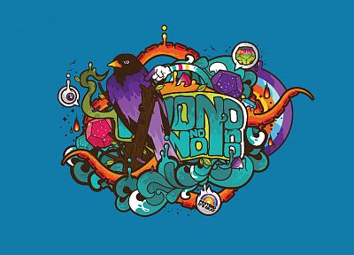 birds, tentacles, pop art, turquoise, JThree Concepts, blue background, jewels, Jared Nickerson - random desktop wallpaper