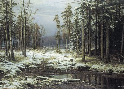 paintings, winter, snow, forests, artwork, Ivan Shishkin - duplicate desktop wallpaper