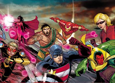 Hulk (comic character), Iron Man, Avengers comics, Hercules, Marvel Comics, Scarlet Witch, hank pym, The Vision (Comics) - desktop wallpaper