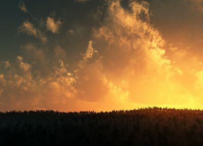 sunrise, clouds, landscapes, forests - desktop wallpaper