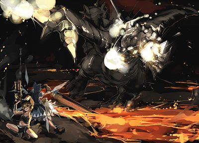 women, Touhou, Cirno, Monster Hunter, Kirisame Marisa, Shimadoriru, Gravios - desktop wallpaper