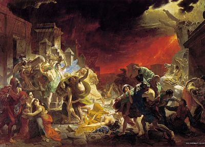 paintings, volcanoes, lava, destruction, artwork, apocalyptic, scared, Pompei - related desktop wallpaper