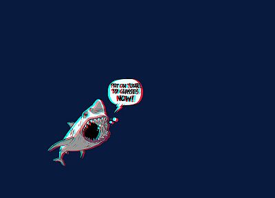3D view, funny, sharks - random desktop wallpaper
