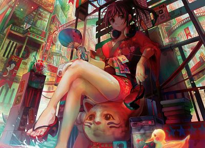 multicolor, anime, Fuji Choko, anime girls - desktop wallpaper