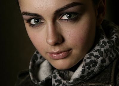 women, models, leather jacket, faces, Darla Baker - duplicate desktop wallpaper