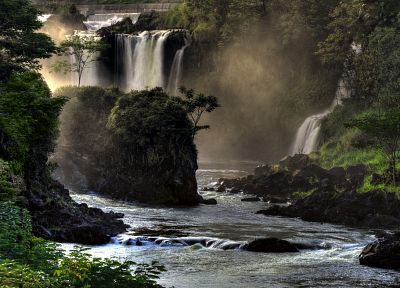 trees, waterfalls, rivers - desktop wallpaper