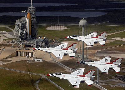 airplanes, Space Shuttle, USAF Thunderbirds, f-16 - desktop wallpaper