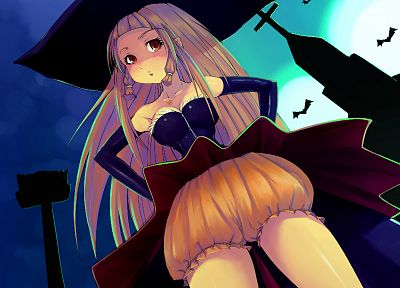 witch, Halloween, pumpkins - random desktop wallpaper