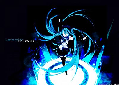 dark, Vocaloid, Hatsune Miku, long hair, blue hair, thigh highs, detached sleeves - random desktop wallpaper