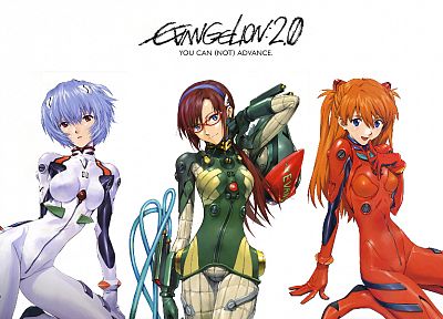 Ayanami Rei, Neon Genesis Evangelion, bodysuits, Makinami Mari Illustrious, Asuka Langley Soryu, meganekko, anime girls - random desktop wallpaper