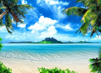 ocean, landscapes, nature, paradise, islands, palm trees, sea, beaches - related desktop wallpaper