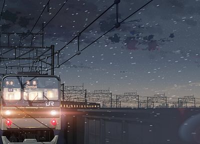 trains, Makoto Shinkai, power lines, 5 Centimeters Per Second - duplicate desktop wallpaper