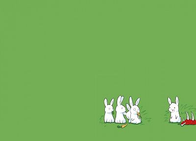 bunnies, minimalistic, drawings, simple background, simple, green background - desktop wallpaper