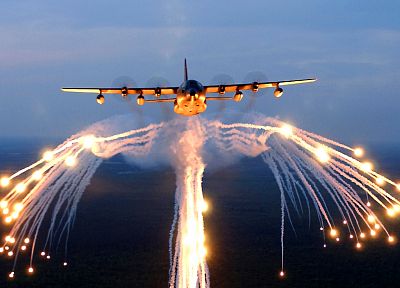 aircraft, planes, flares, skyscapes - desktop wallpaper