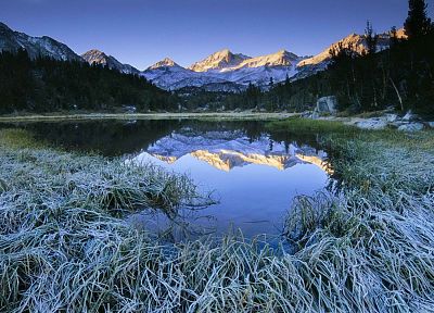 mountains, valleys, little, California, frosty, morning, lakes, Sierra - random desktop wallpaper