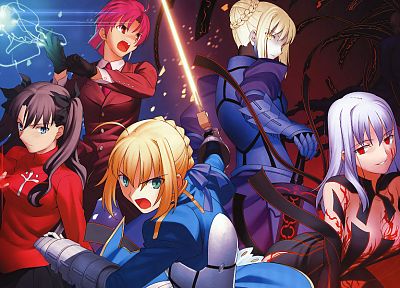 Fate/Stay Night, Tohsaka Rin, Type-Moon, Saber, Saber Alter, Dark Sakura, Fate series - desktop wallpaper