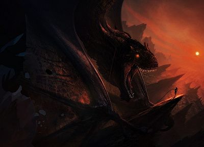 women, dragons, fantasy art, artwork - random desktop wallpaper
