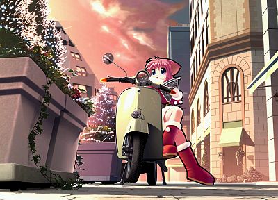 scooters, anime, anime girls - duplicate desktop wallpaper