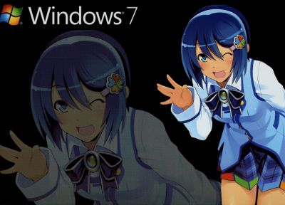 Windows 7, Madobe Nanami, OS-tan - random desktop wallpaper