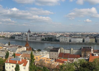castles, cityscapes, architecture, buildings, Hungary, Budapest, panorama, rivers, multiscreen, Hungarian Parliament Building - desktop wallpaper