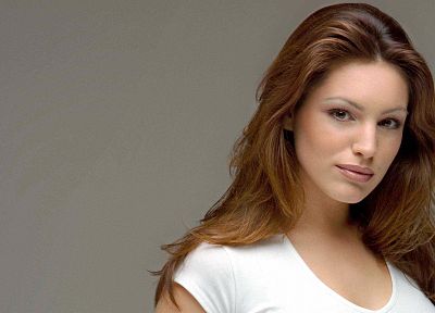 women, Kelly Brook, redheads, simple background, faces - related desktop wallpaper