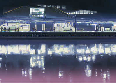 Makoto Shinkai, train stations, 5 Centimeters Per Second, artwork, anime, reflections - related desktop wallpaper