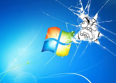 broken screen, Microsoft Windows, logos - duplicate desktop wallpaper
