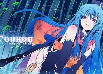 video games, Touhou, blue hair, red eyes, Hinanawi Tenshi, detached sleeves - desktop wallpaper