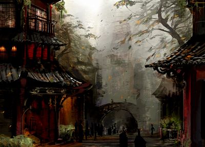 video games, Guild Wars, concept art, Asian architecture, arches - desktop wallpaper
