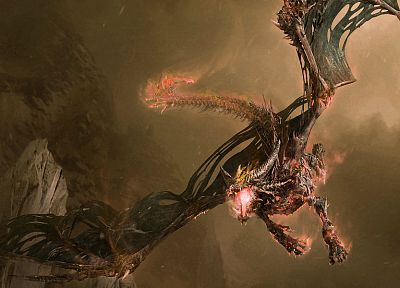 dragons, World of Warcraft, fire, smoke, glowing - random desktop wallpaper