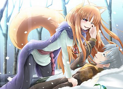 tails, winter, Spice and Wolf, animal ears, Craft Lawrence, Holo The Wise Wolf, inumimi - related desktop wallpaper