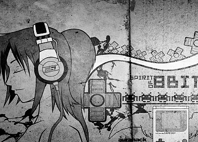 headphones, 8-bit - random desktop wallpaper