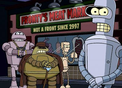 Futurama, Bender, promotional, mafia - related desktop wallpaper