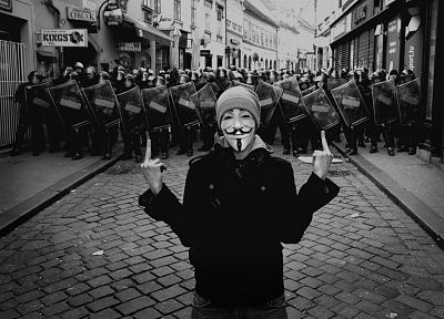 Anonymous, Guy Fawkes, V for Vendetta, middle finger - random desktop wallpaper