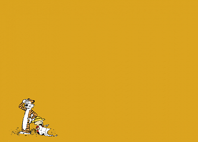 Calvin and Hobbes, yellow background - random desktop wallpaper