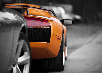 cars, Lamborghini, selective coloring, orange cars - related desktop wallpaper