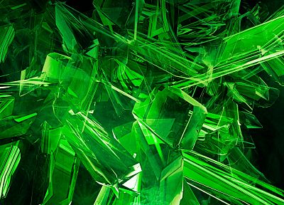 green, 3D view, abstract, gems - related desktop wallpaper