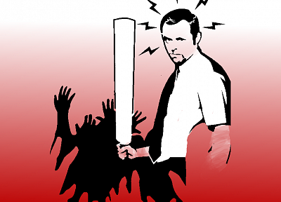 zombies, Shaun of the Dead, Simon Pegg, cricket bat - duplicate desktop wallpaper