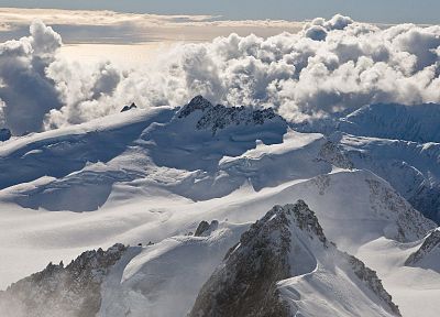 mountains, clouds, nature, snow, New Zealand - random desktop wallpaper