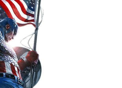 Captain America, superheroes, Marvel Comics, American Flag, white background - random desktop wallpaper
