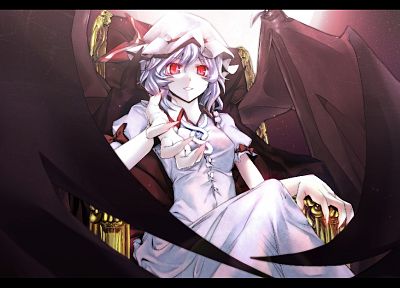 video games, Touhou, wings, red eyes, Remilia Scarlet, vampire - desktop wallpaper