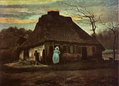 paintings, old, Vincent Van Gogh, artwork, evening, cottage - related desktop wallpaper