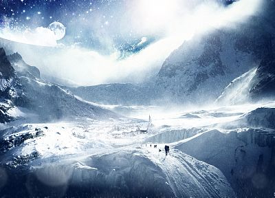 mountains, winter, snow, Desktopography - random desktop wallpaper