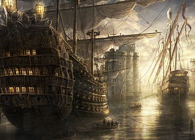 ships, artwork, vehicles, drawings, Empire: Total War, Radojavor - related desktop wallpaper
