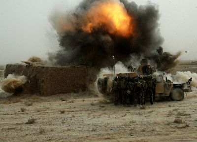 military, explosions, Afghanistan, Humvee, HMMWV - desktop wallpaper